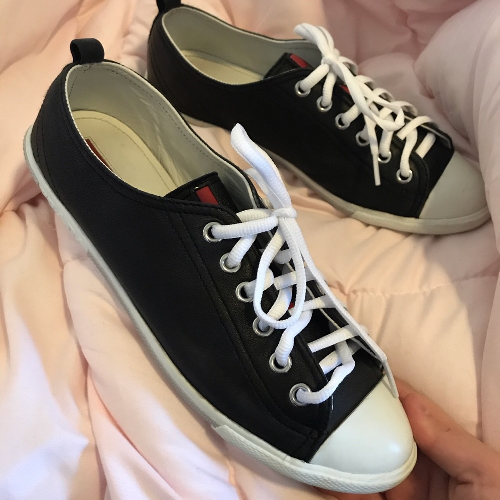 Prada Leather Low Top Sneakers